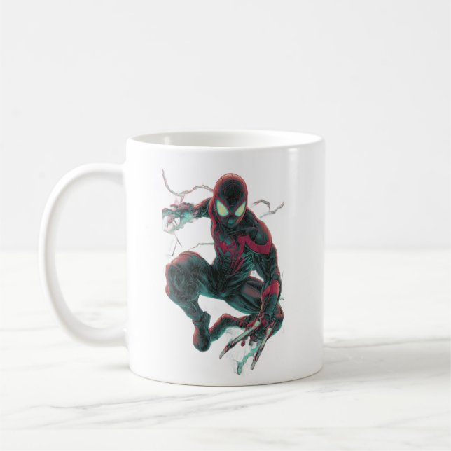 Café Caneca de Aranha Cyberpunk Neon Geométrica Coder C (Esquerda)