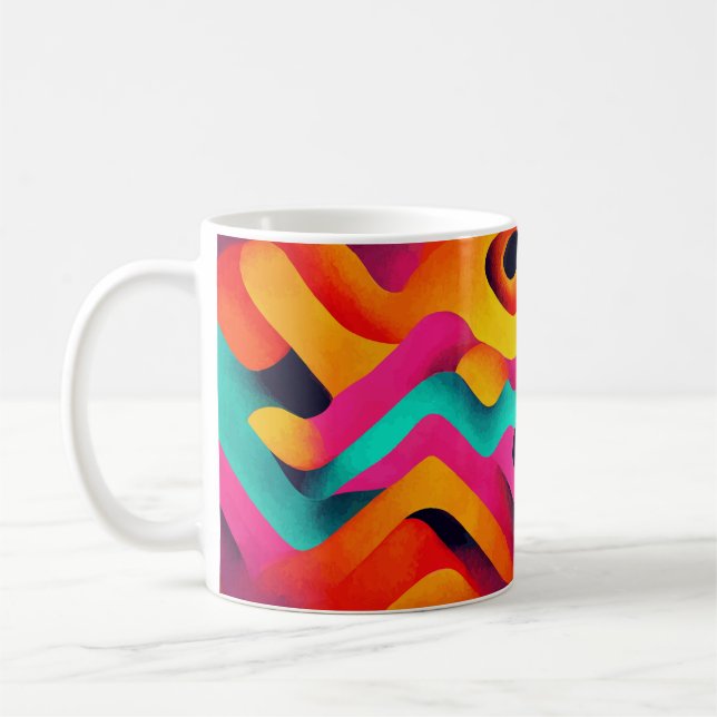 Café Caneca de Arte Abstrata – Ondas Cromáticas (Esquerda)