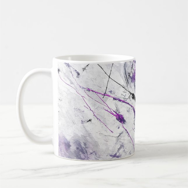 Café Caneca de Arte Abstrata Roxo Escuro Preto (Esquerda)