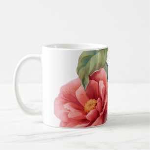 Café Caneca de Arte Botânica Camélia Rosa Vintage
