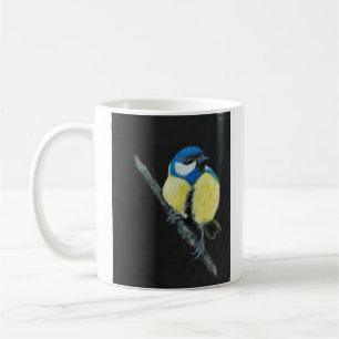 Café Caneca de Arte com Chapim-azul em Galho