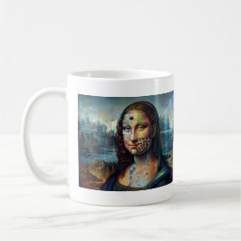 Café Caneca de Arte com IA da Monalisa Futurista