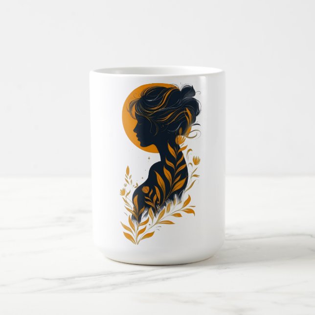Café Caneca de Arte com Silhueta de Mulher Elegante (Centro)