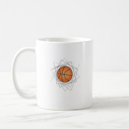 Café Caneca de Arte de Basquete com Moldura Geométrica 