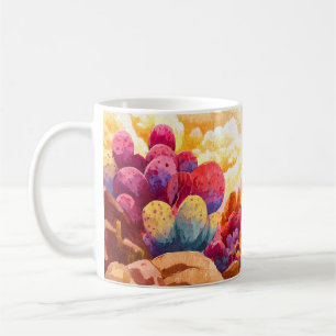 Café Caneca de Arte de Deserto de Cacto Colorido Nascer