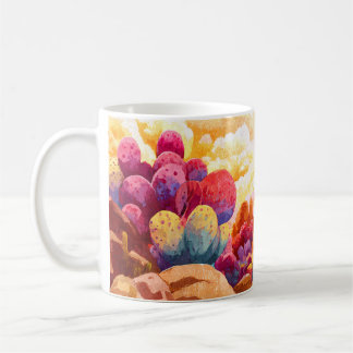Café Caneca de Arte de Deserto de Cacto Colorido Nascer