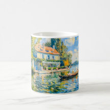 Caneca de Arte de Jardim Impressionista Casa à Bei