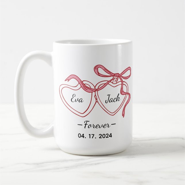 Café Caneca de Arte de Linha de Casal Personalizada com (Esquerda)