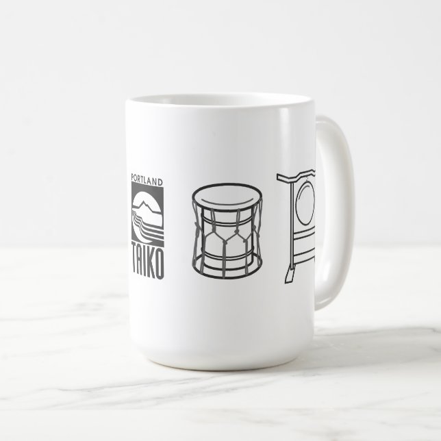 Café Caneca de arte de linha grande Portland Taiko (Frente Esquerda)