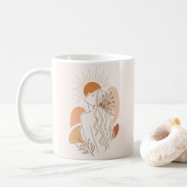 Café Caneca de Arte de Mulher Boho Minimalista