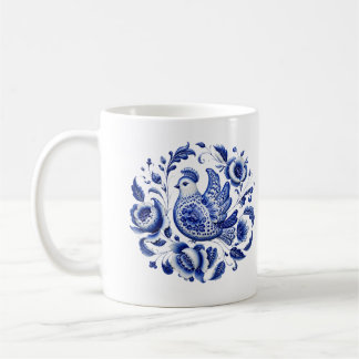 Café Caneca de Arte em Cerâmica Gzhel Blue Peacock — Tr