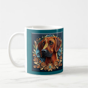 Café Caneca de Arte em Estilo Quilling de Rhodesian Rid