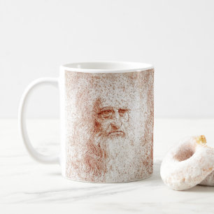 Café Caneca de Arte em Giz Vermelho de Leonardo da Vinc