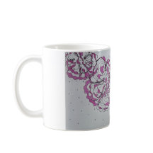 Caneca de arte floral abstrata desenhada à mão