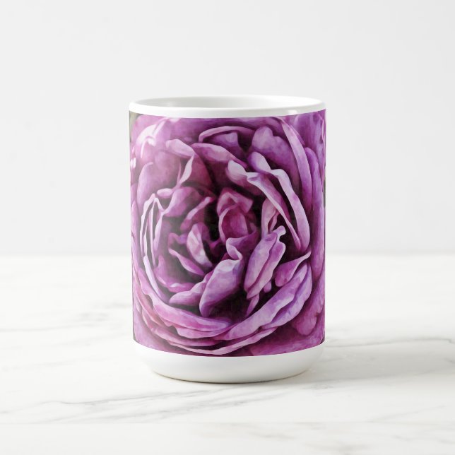 Café Caneca de Arte Floral Rosa Roxa (Centro)