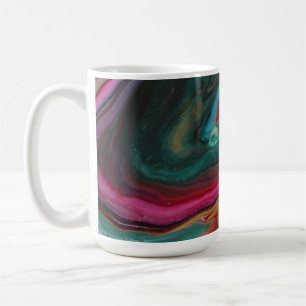 Café Caneca de Arte Fluida Abstrata - Esmeralda Verde R