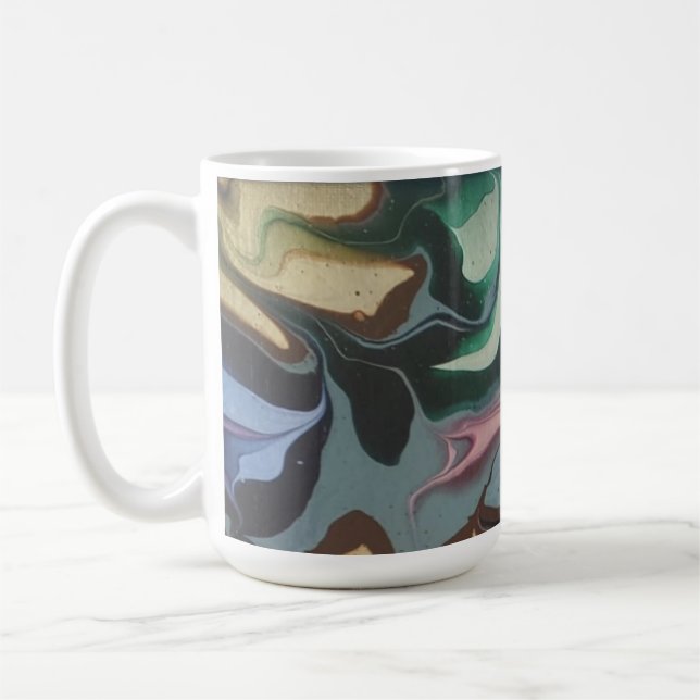 Café Caneca de Arte Fluida Olive & Emerald Swirl (Esquerda)
