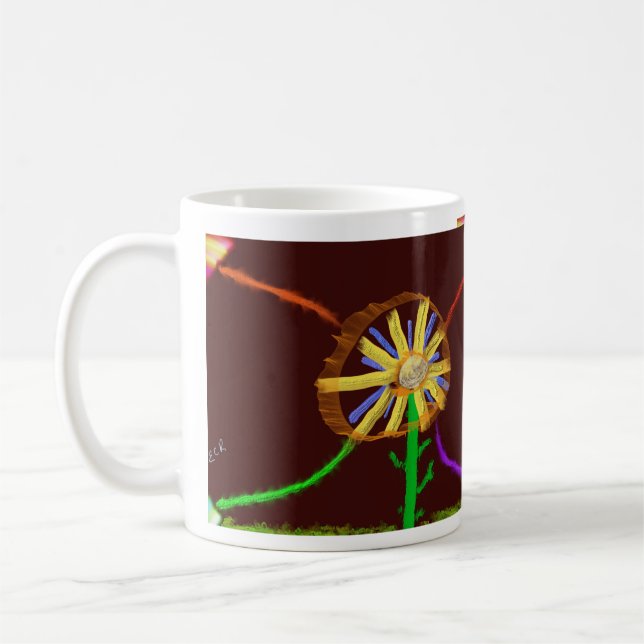 Café Caneca de Arte Impressionista de Girassol Digital (Esquerda)