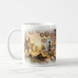 Café Caneca de Arte Jornada de Vida e Pôr do Sol no Tem