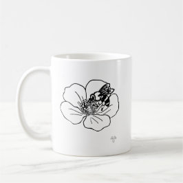 Café Caneca de arte linear da linha de polinizadores fl
