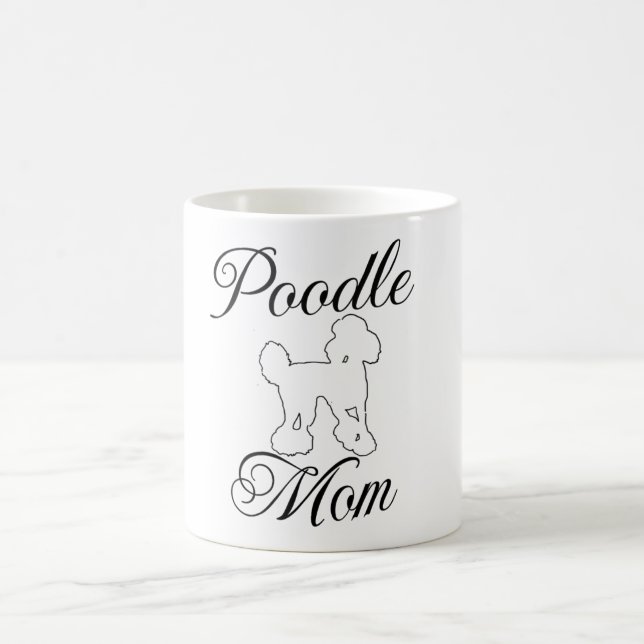 Café Caneca de arte linear de Mãe de Poodle engraçada (Centro)