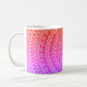 Café Caneca de Arte Original Mandala Multicolorida