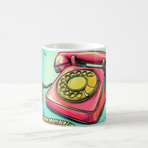 Café Caneca de Arte Pop de Telefone Rotativo Retro Colo