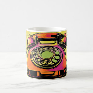 Café Caneca de Arte Pop de Telefone Rotativo Retro Colo