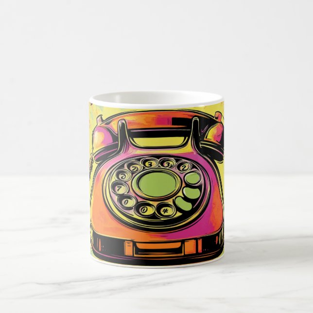Café Caneca de Arte Pop de Telefone Rotativo Retro Colo (Centro)