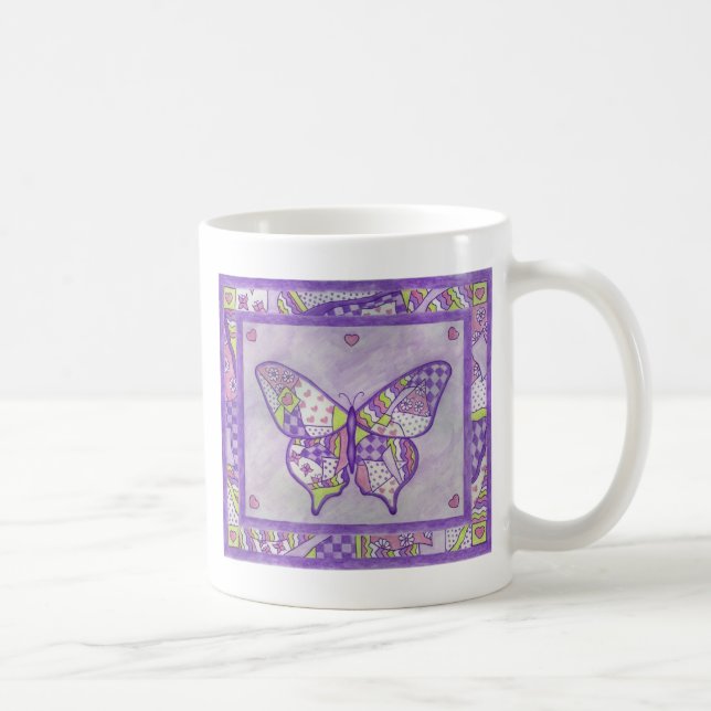 Café Caneca de Arte Popular com Colcha de Borboleta (Direita)