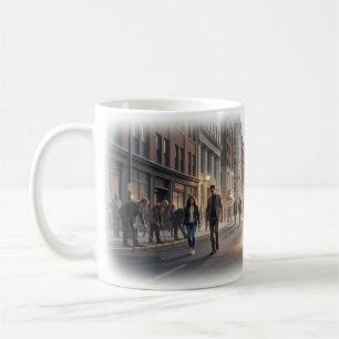 Café Caneca de Arte Sinfonia de Rua da Cidade de Espera