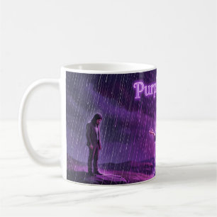 Café Caneca de Arte Tempestade Violeta ao Luar Chuva Ro