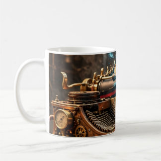 Café Caneca de Arte Vintage de Máquina de Escrever IA S