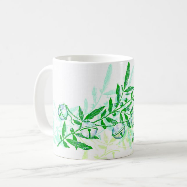 Café Caneca de Arte Vintage Jingle Bells Holiday (Frente Esquerda)