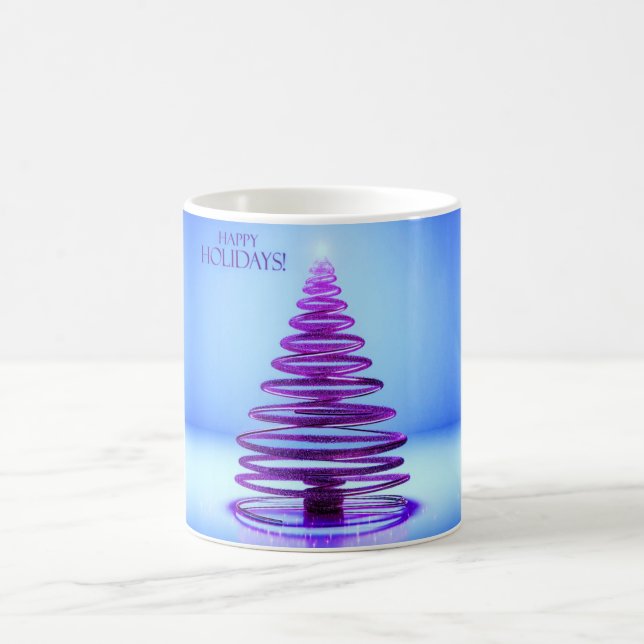Café Caneca de árvore de Natal em espiral roxa (Centro)