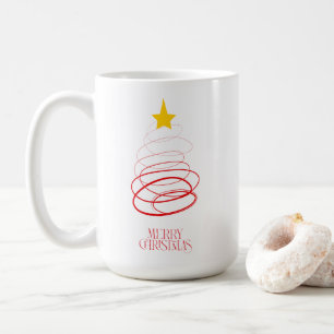 Café Caneca de árvore de Natal vermelha minimalista – F