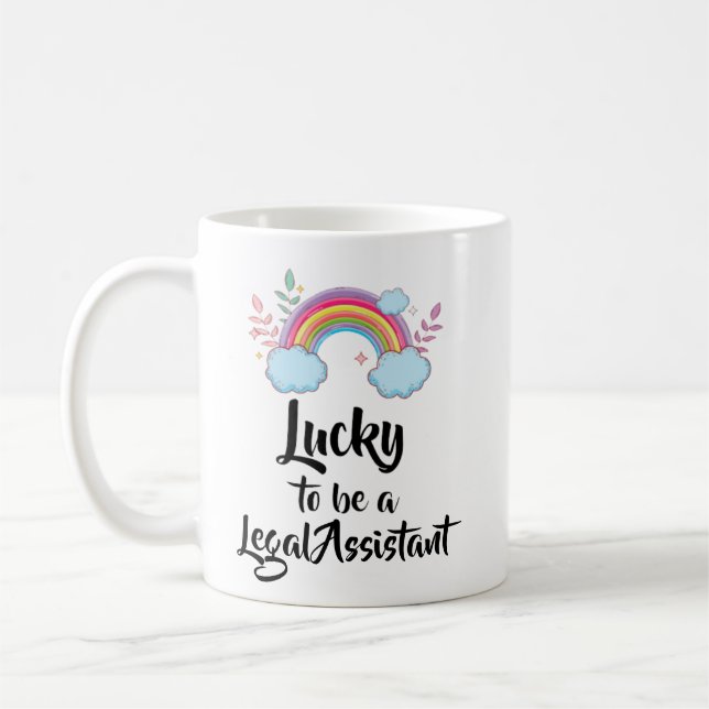 Café Caneca de Assistente Jurídico Sortudo (Esquerda)