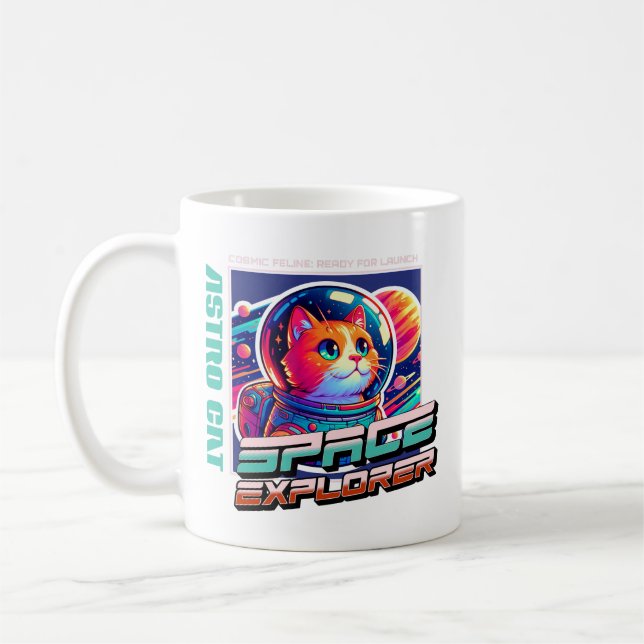 Café Caneca de Astronauta de Gato Cósmico (Esquerda)