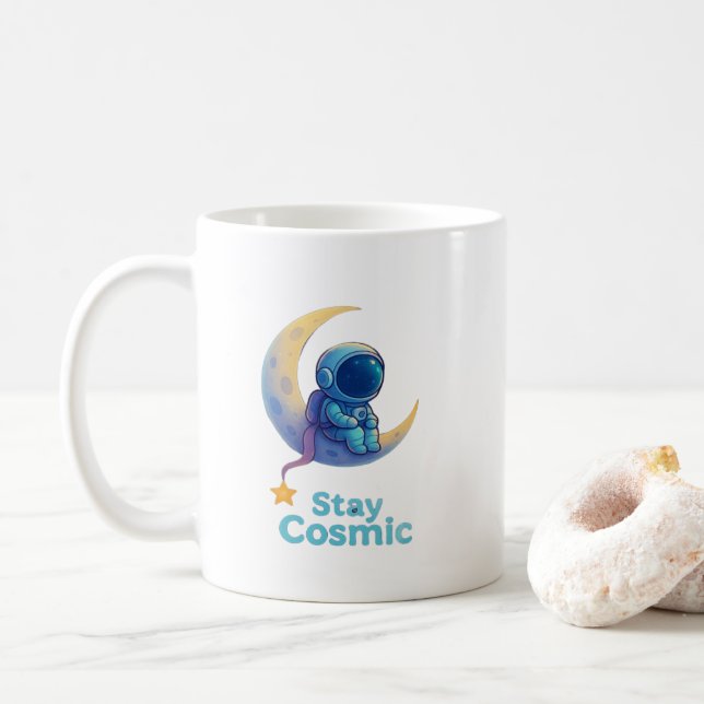 Café Caneca de Astronauta na Lua – Presente Espacial Fi (Com Donut)