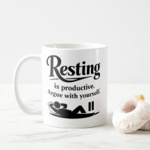 Caneca de Autocuidado Engraçada – Descansar é Prod