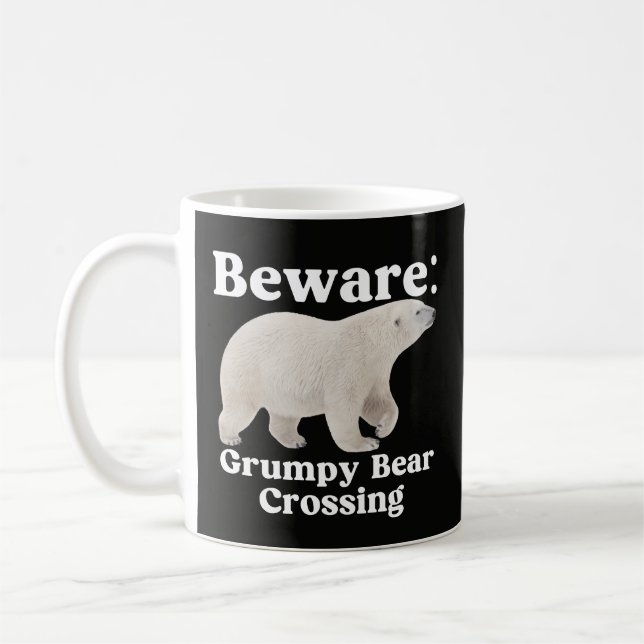 Café Caneca de Aviso de Travessia de Urso Mal-Humorado  (Esquerda)