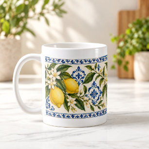 Café Caneca de Azulejo Botânico do Pomar de Limão Medit