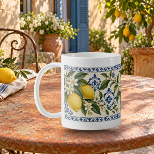 Café Caneca de Azulejo Botânico do Pomar de Limão Medit