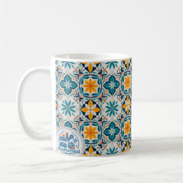 Café Caneca de Azulejo Português – Padrão de Azulejo Tr