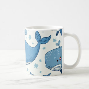 Café caneca de baleia fofa