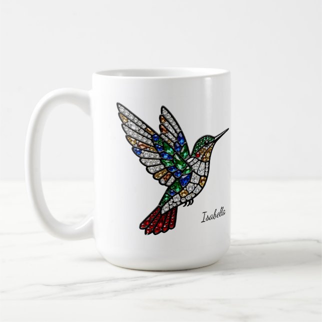 Café Caneca de Beija-Flor em Vidro Pintado Personalizad (Esquerda)
