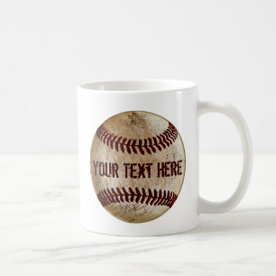 Café Caneca de beisebol suja e antiga com SEU TEXTO