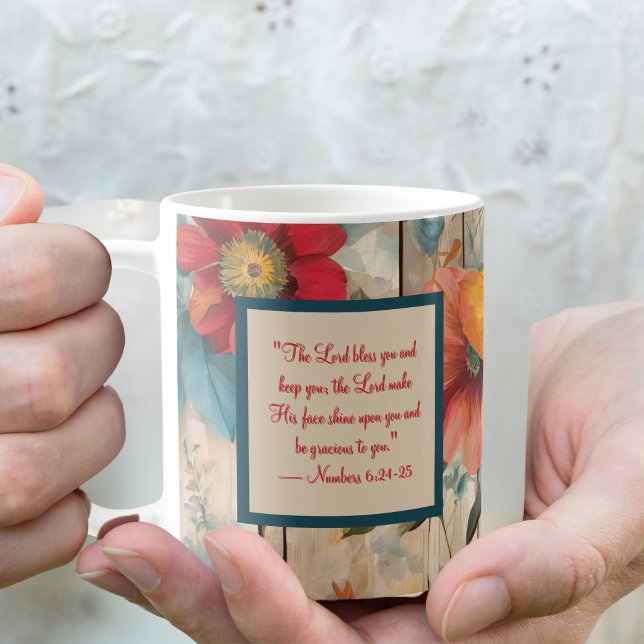 Café Caneca de Bênção de Flores Rústicas Coloridas (Criador carregado)