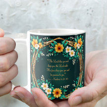 Caneca de Bênção Matinal com Coroa Floral Verde