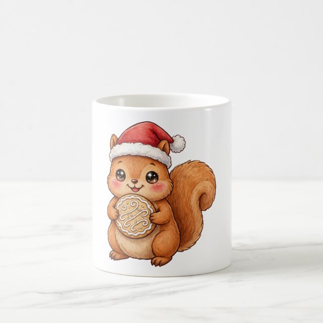 Café Caneca de Biscoito de Natal com Esquilo Fofo e Cha (Centro)